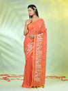 All Over Thread Floral Embroidery Orange Cotton Saree-MA62CT33610080