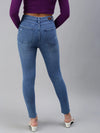 Women's Blue Solid Denim Slim Jeans-GZ-5163-Blue