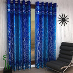 Home Sizzler 2 Piece Eyelet Polyester Door Curtain Set - 7ft, Blue