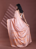 Orange Silk Soft Saree With Floral Print-MA60BSL01400067