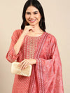 Women's Peach Paisley Kurta Set-GW-3142-Peach