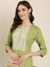 Women Green Solid Straight Kurta-SKC-1191-Green