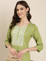 Women Green Solid Straight Kurta-SKC-1191-Green