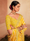 Saree Mall Women's Georgette Yellow Zari Embroidered Designer Saree With Blouse Piece-VIHANA1034