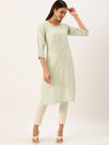 Women's Green Solid Straight Kurta-DF-1195-Seagreen