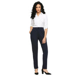 Smarty Pants Women's Cotton Lycra Straight Fit Navy Blue Formal Trouser