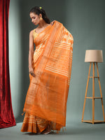 Yellow Blended Silk Handwoven Saree With Zari Border-MA50BSL34830028