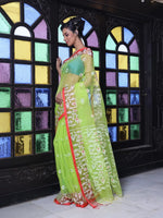 Light Green Muslin Saree With Jamdani Designs-MA64MS401190021