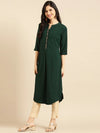 Women's Green Embellished Straight Kurta-SKC-3328-Green