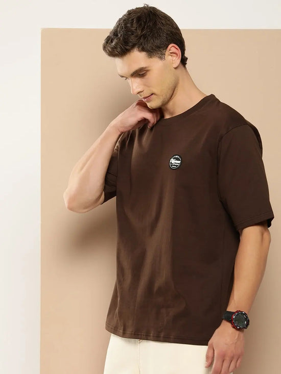 Difference of Opinion Brown Typography Oversized T-shirt