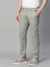 Genips Men's Mint Green Cotton Stretch Caribbean Slim Fit Self Design Trousers