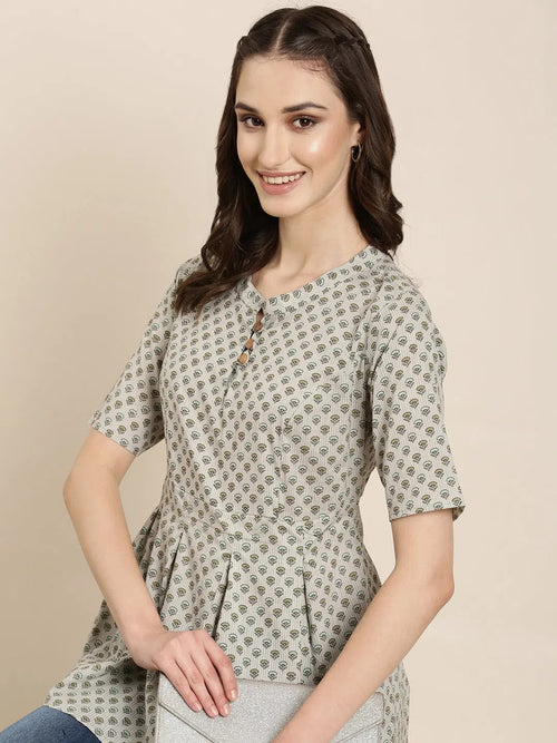 Women Grey Floral A-Line Kurti-NJ-3058255-Grey