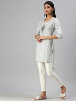 Women's White Printed Straight Kurti-SKC3166A-White