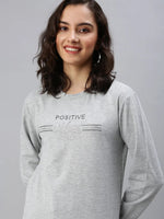 Women's Grey Solid SweatShirt-AN-09-Grey