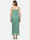 Floral Green Cowl Neck Slip Dress-17364