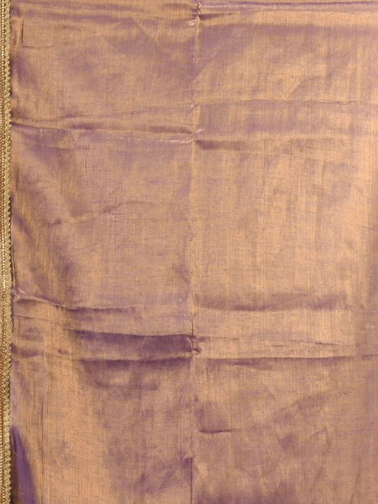 Copper Violet  Shimmer Tissue Saree With Gota Patti Borders-MA62TIS33990018