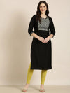 Women Black Solid Straight Kurta-RA-026-Black