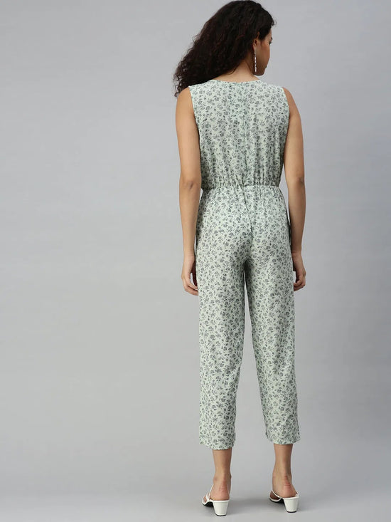 Women's Green Geometrical Jumpsuit-AE-9890-Green