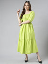 Women Green Solid Fit and Flare Dress-ON-747-Green