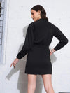 Women Black Twill Zipper Detail Mini Dress