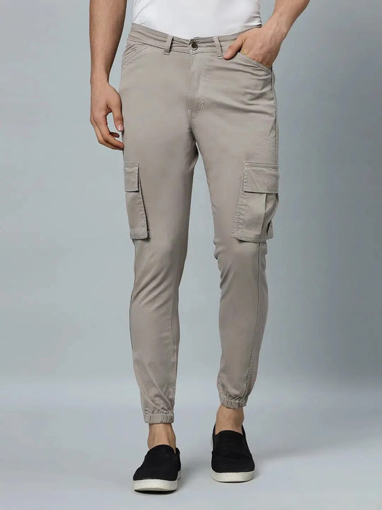 Ribbed Jogger Cargos with 6 pockets-Grey-HJC9012-30