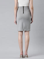 Women Grey Solid Pencil Skirt-AE-10610-Grey