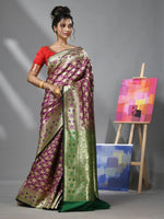 Purple Silk Banarasi Saree With Zari Woven Designs-MA52BSL441050042