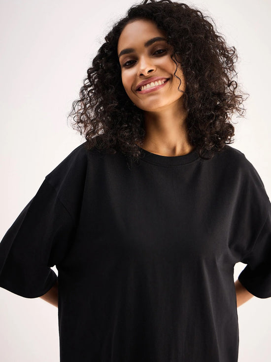 Women Black Oversized T-Shirt Dress