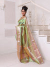 Green Dual-Tone Tissue Saree With Zari Borders-MA64TIS46610003