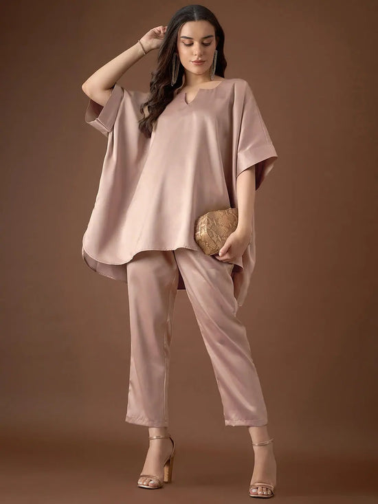 Anti Fit Kaftan Top with Pants in Skin Color