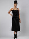 Women Black Solid A-Line Dress-CHN-807-Black