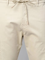 Genips Men's Cream Cotton Stretch Bahamas Cargo Fit Solid Cargo