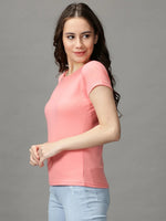 Women's Pink Solid Top-AE-10450-Pink