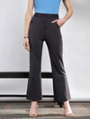 Women Dark Grey Knit Bell Bottom Pants