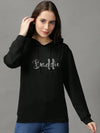 Women's Black Solid Sweatshirt-ARN-08-Black