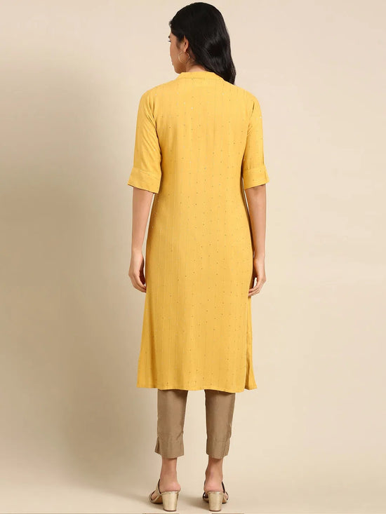 Women's Mustard Solid Straight Kurta-SNG-2153-Mustard