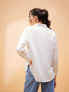 Women White Solid Satin Regular Shirt