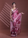 Peach Blossom Silk Soft Saree With Texture Print-MA60BSL01400058