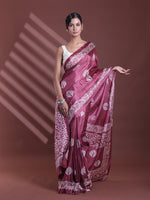 Peach Blossom Silk Soft Saree With Texture Print-MA60BSL01400058