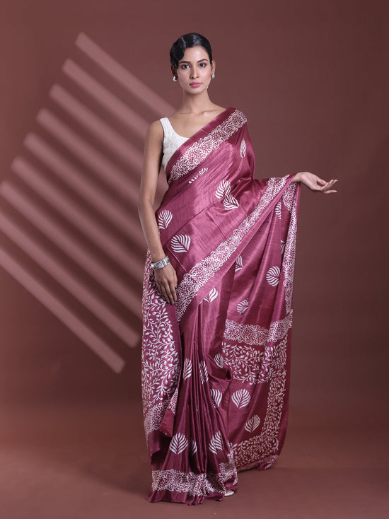 Peach Blossom Silk Soft Saree With Texture Print-MA60BSL01400058