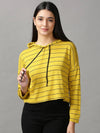 Women's Yellow Striped Crop Top-AE-10460-Mustard