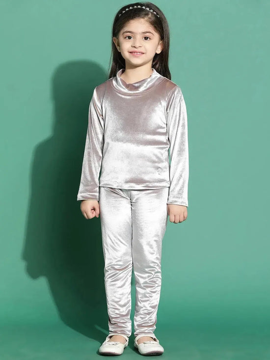 Tales & Stories Silver Top & Legging Set For Girls