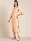 Women Peach Floral Kurta Set-AN-014-Peach