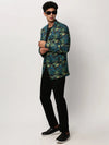 Men Blue Printed Casual Blazers-SOBLZ-082-11-Blue