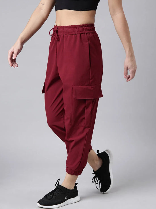 Women Solid Slim Fit Maroon Joggers Track Pant-AE-10905-Maroon