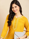 Women's Mustard Solid Straight Kurti-BGE-513-Mustard