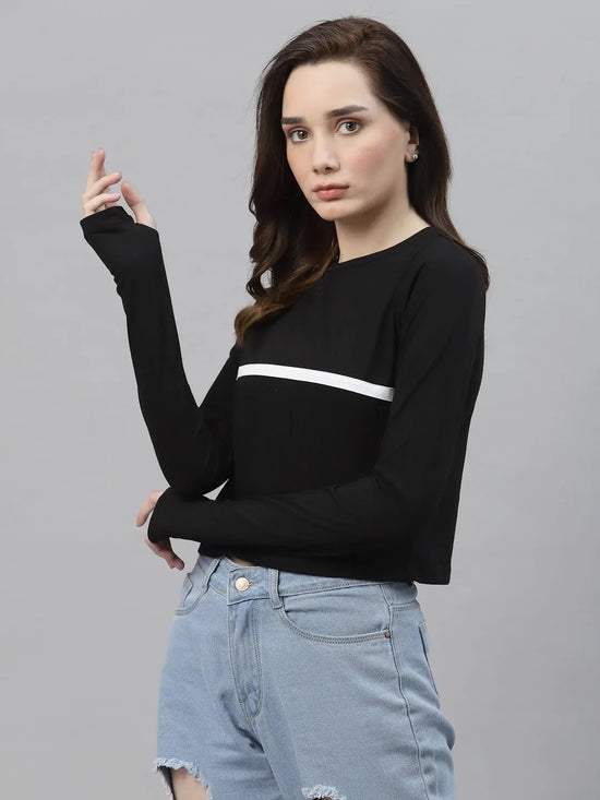 Rigo Thumbhole Round Neck Crop Top