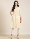 Women Peach Floral A-Line Kurta-NJ-3502410-Peach