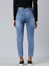 Women Blue Solid Mom Fit Denim Jeans-GZ-5496-1-Blue