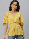 Women's Yellow Solid Tops-AE-10307-Yellow